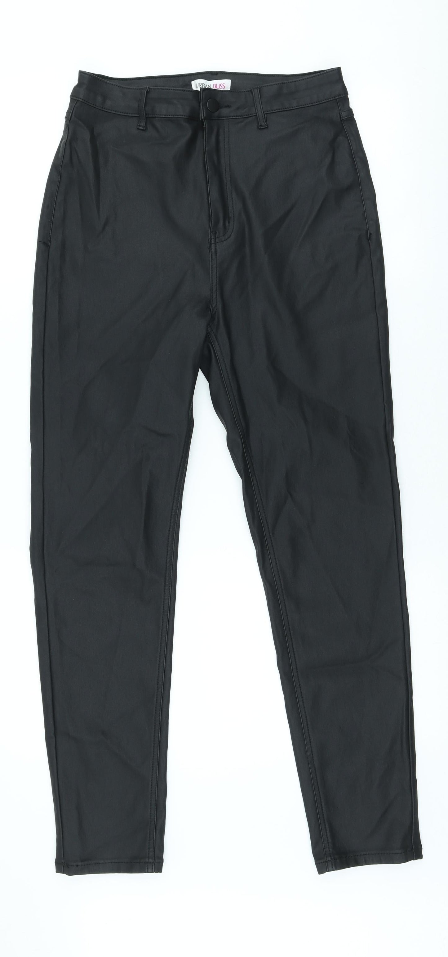 Urban Bliss Womens Black Viscose Trousers Size 14 L27 in Regular