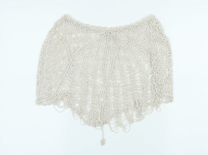 Preloved Topshop Womens Beige Polyester Mini Skirt - Beach coverup - Front