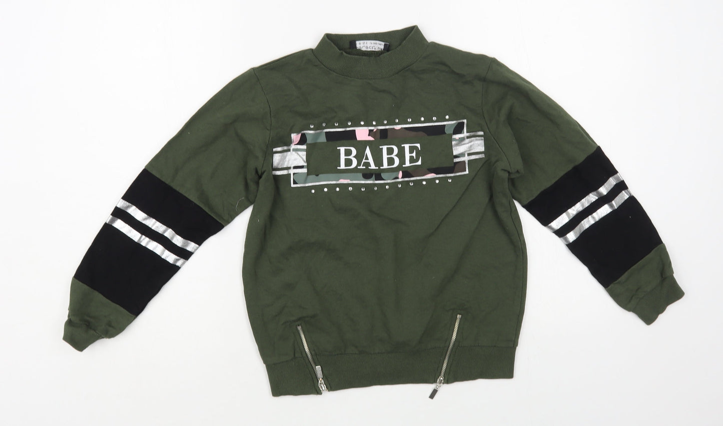 Select Girls Green Cotton Pullover Sweatshirt Size 10-11 Years Pullover - Babe