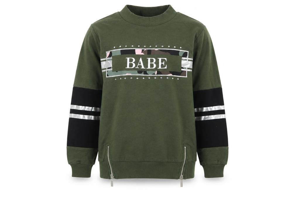 Select Girls Green Cotton Pullover Sweatshirt Size 10-11 Years Pullover - Babe