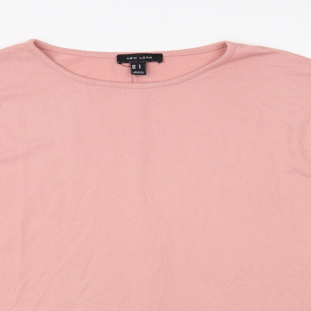 New Look Womens Pink Boat Neck Polyester Pullover Jumper Size S