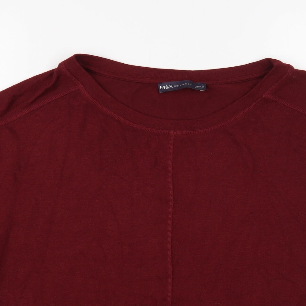 Marks and Spencer Womens Red Boat Neck Viscose Pullover Jumper Size L