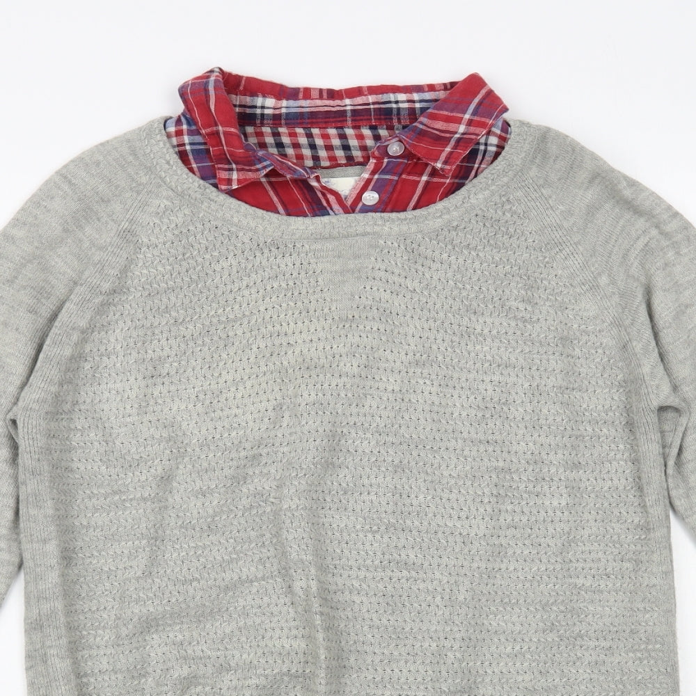 Matalan Womens Grey Collared Acrylic Pullover Jumper Size 8