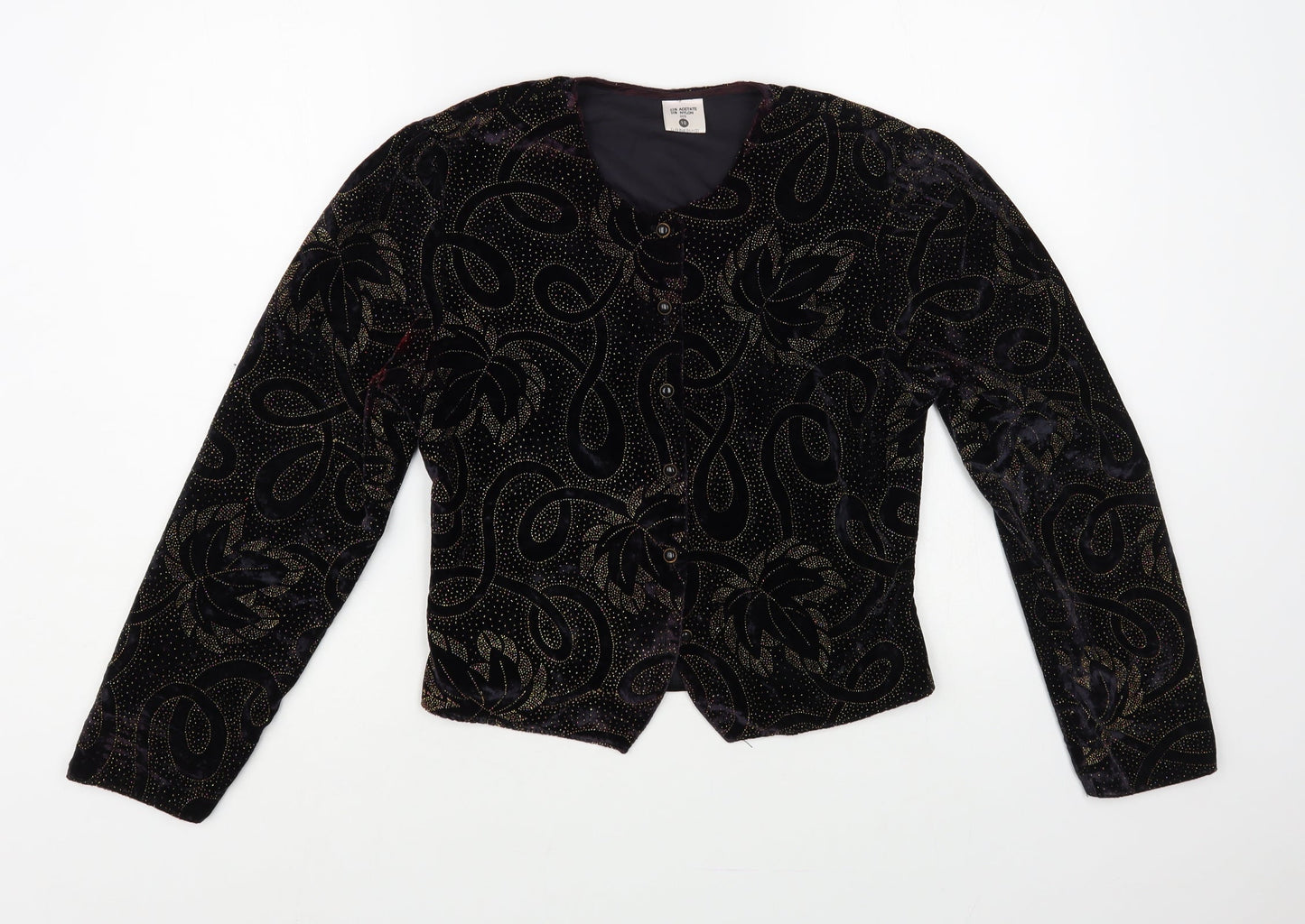 Preworn Womens Blue Floral Jacket Blazer Size 10 Button