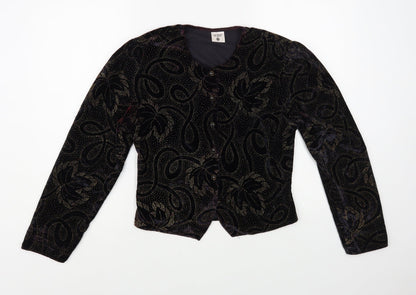 Preworn Womens Blue Floral Jacket Blazer Size 10 Button