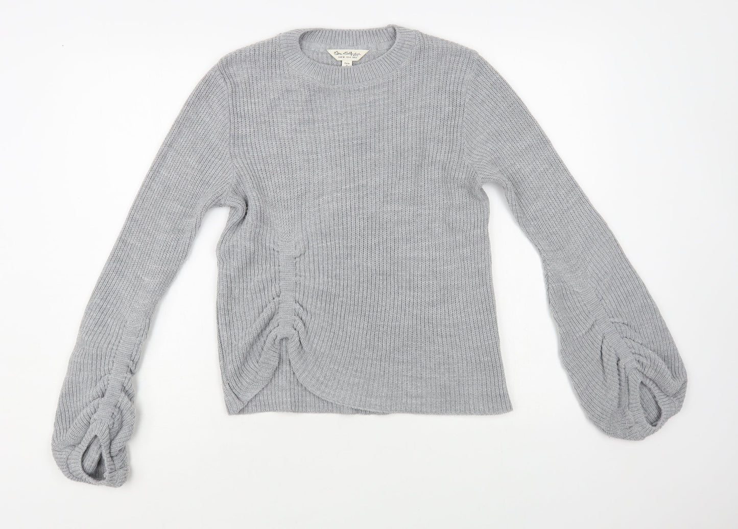 Miss Selfridge Womens Grey Crew Neck Acrylic Pullover Jumper Size 8