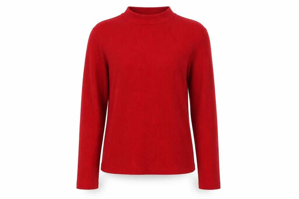 Stradivarius Womens Red Mock Neck Viscose Pullover Jumper Size S