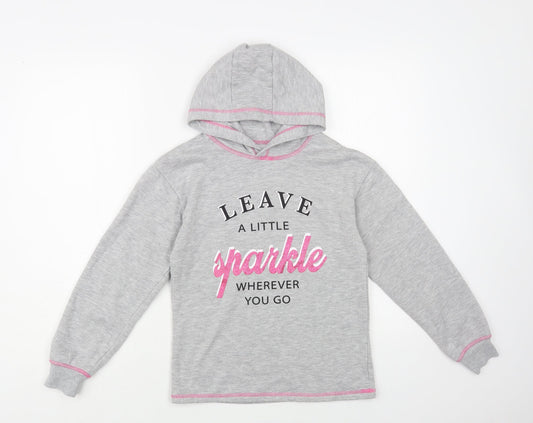 Studio Retail Girls Grey Cotton Pullover Hoodie Size 10-11 Years Pullover - Leave a little sparkle wherever you go