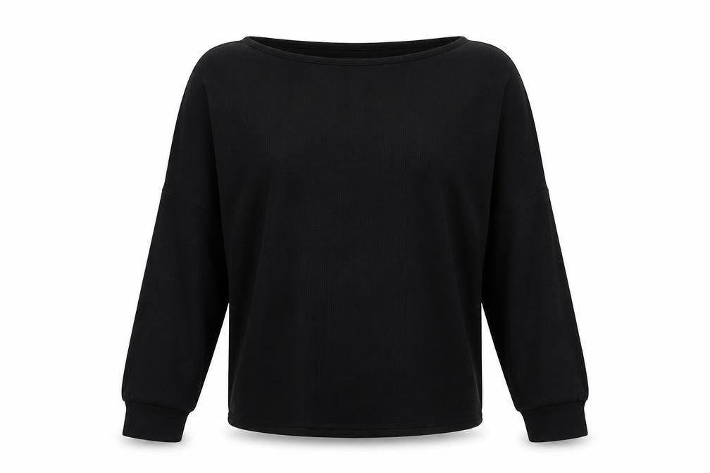 Studio Womens Black Polyester Basic Blouse Size 8 Boat Neck