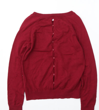 Limited Womens Red Round Neck Cotton Pullover Jumper Size 10
