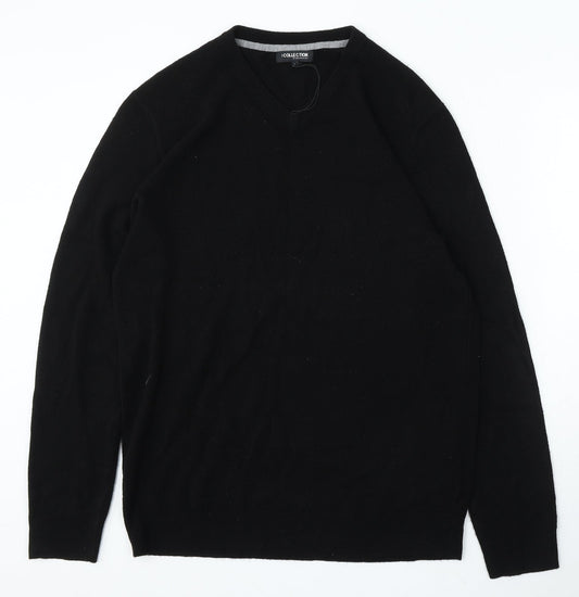 The Collection Mens Black V-Neck Acrylic Pullover Jumper Size L