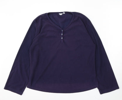 Indigo Womens Blue V-Neck Polyester Pullover Jumper Size 14