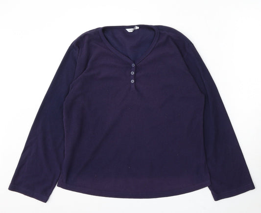 Indigo Womens Blue V-Neck Polyester Pullover Jumper Size 14