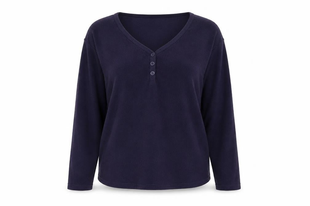 Indigo Womens Blue V-Neck Polyester Pullover Jumper Size 14