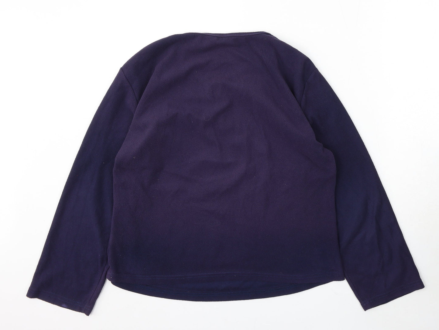 Indigo Womens Blue V-Neck Polyester Pullover Jumper Size 14