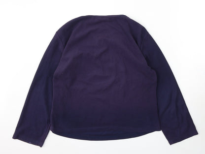 Indigo Womens Blue V-Neck Polyester Pullover Jumper Size 14