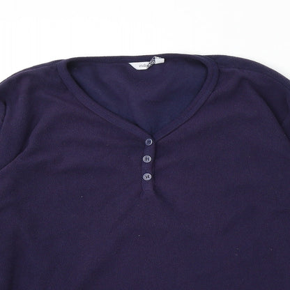 Indigo Womens Blue V-Neck Polyester Pullover Jumper Size 14
