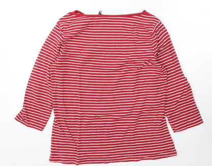 Intuition Womens Red Round Neck Striped Cotton Pullover Jumper Size 16