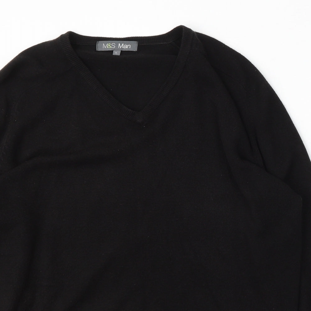 Marks and Spencer Womens Blue V-Neck Acrylic Pullover Jumper Size L