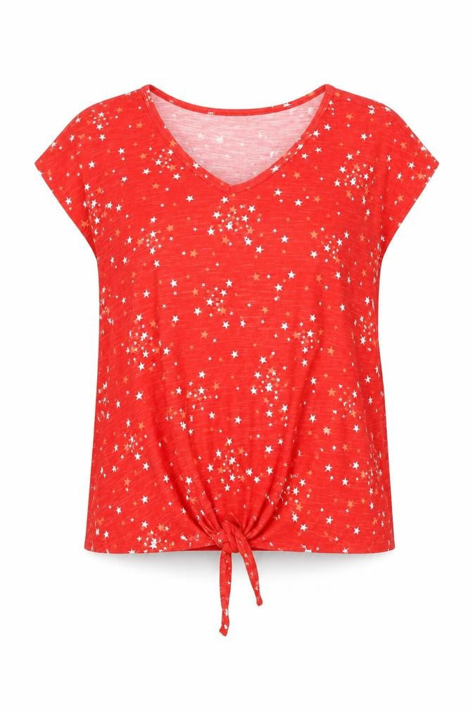 Style and co Womens Red Geometric Cotton Basic Tank Size M V-Neck - stars