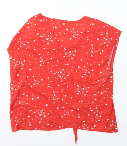 Style and co Womens Red Geometric Cotton Basic Tank Size M V-Neck - stars