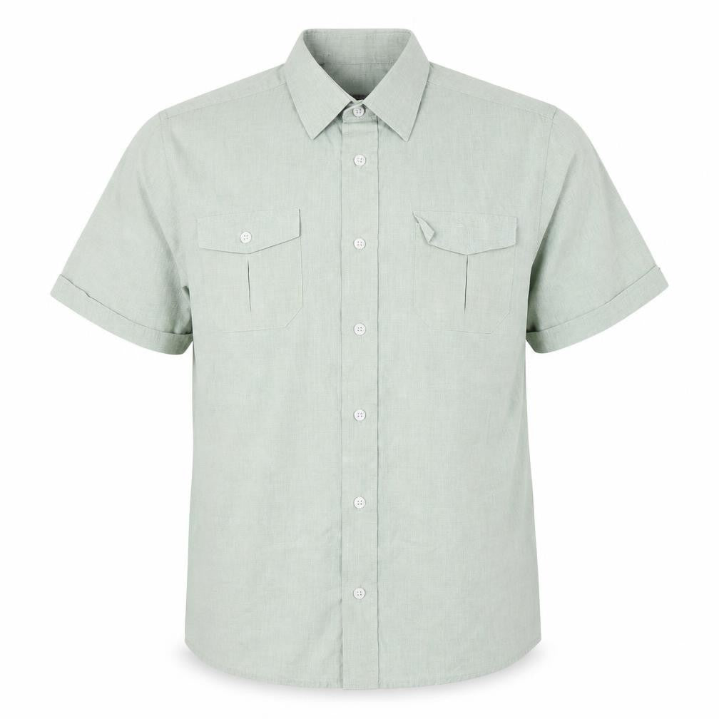 Premier Man Mens Green Polyester Button-Up Size M Collared Button
