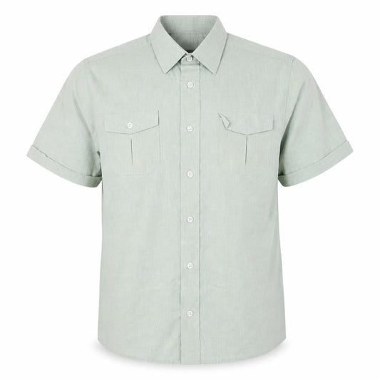 Premier Man Mens Green Polyester Button-Up Size M Collared Button