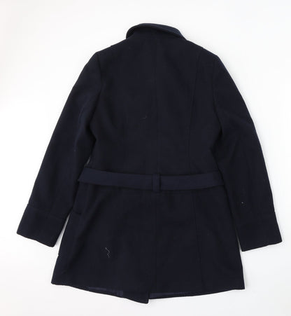 George Womens Blue Pea Coat Coat Size 12 Button