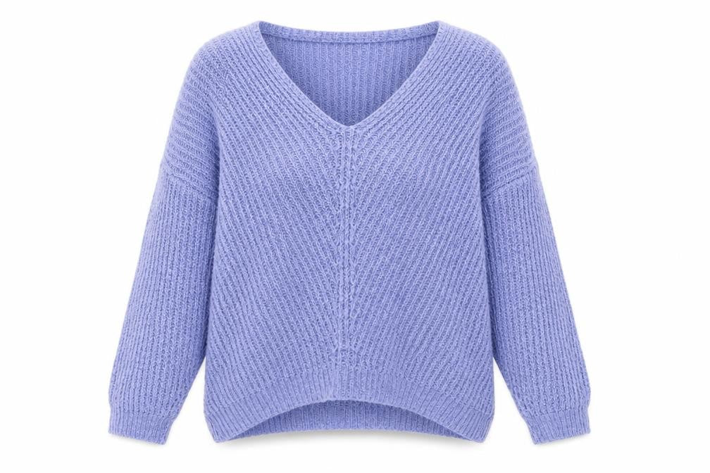 JDY Womens Purple V-Neck Acrylic Pullover Jumper Size L