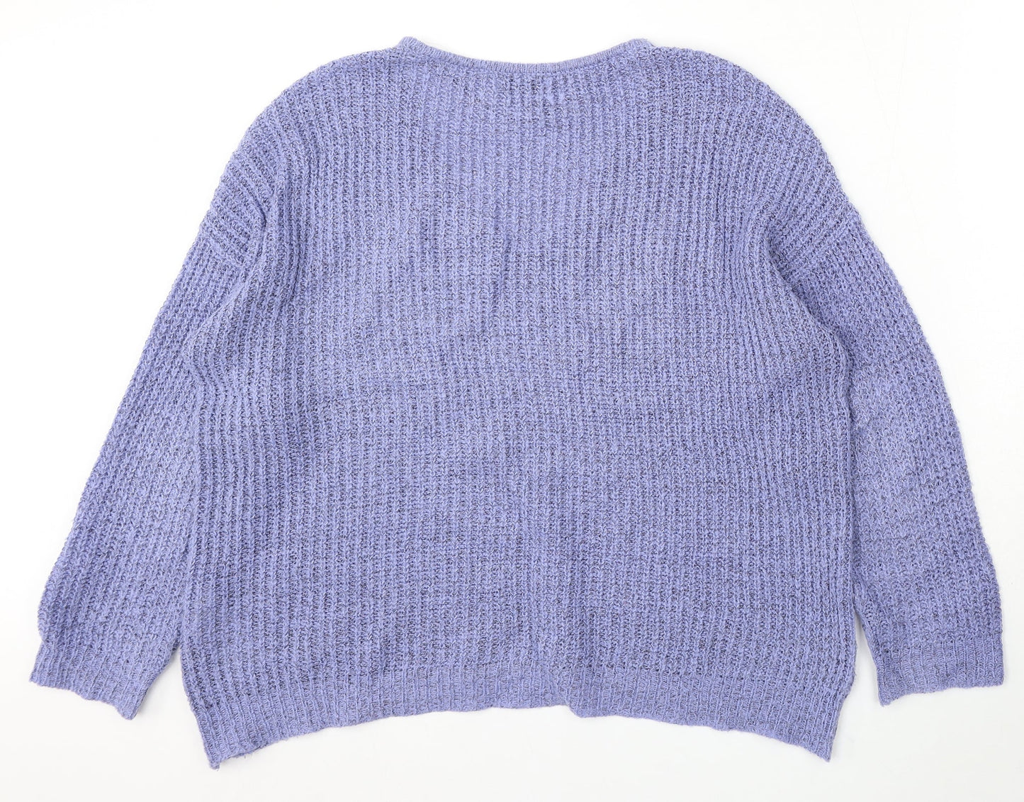 JDY Womens Purple V-Neck Acrylic Pullover Jumper Size L