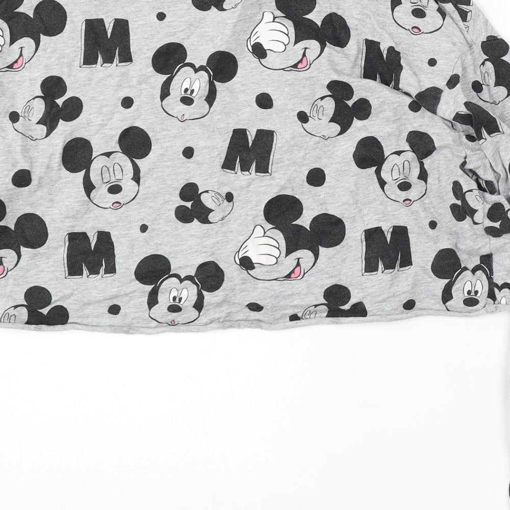 Divided by H&M Womens Grey Round Neck Geometric Cotton Pullover Jumper Size M - Disney, Mickey Mouse