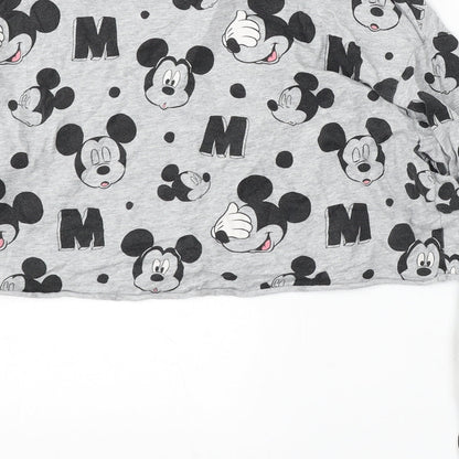 Preloved Divided by H&M Womens Grey Round Neck Geometric Cotton Pullover Jumper Size M - Disney, Mickey Mouse - Label