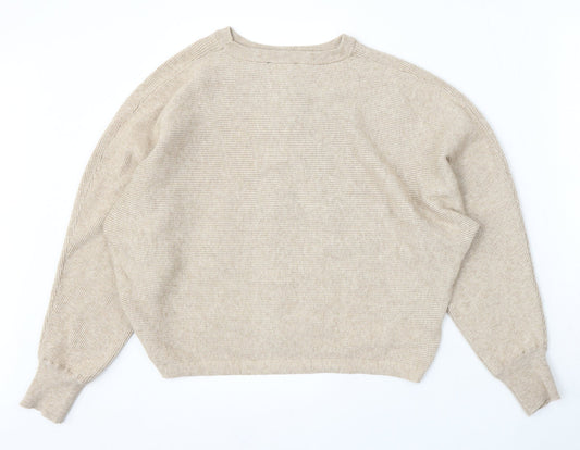 New Look Womens Beige Round Neck Viscose Pullover Jumper Size M