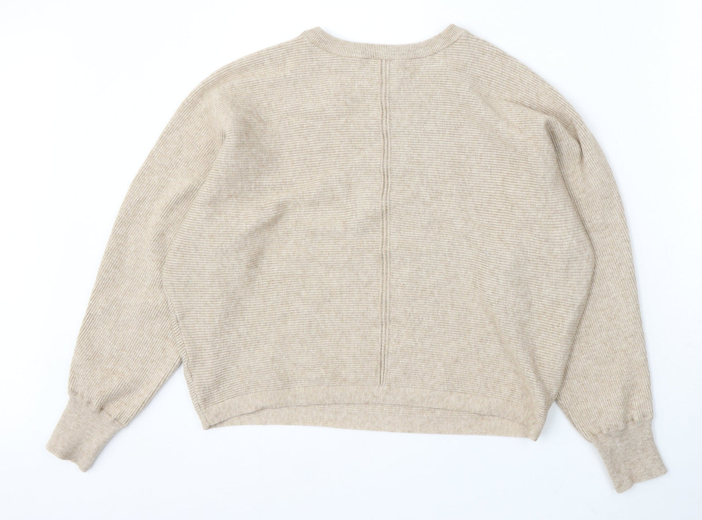 New Look Womens Beige Round Neck Viscose Pullover Jumper Size M
