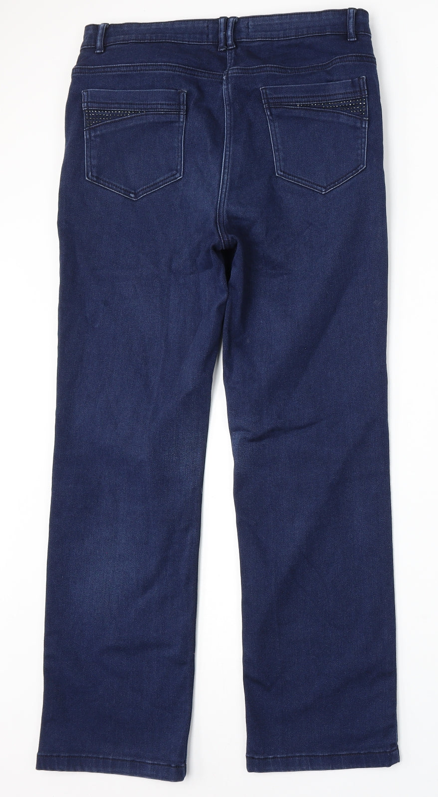 Per Una Womens Blue Polyester Straight Jeans Size 32 L29 in Regular Button