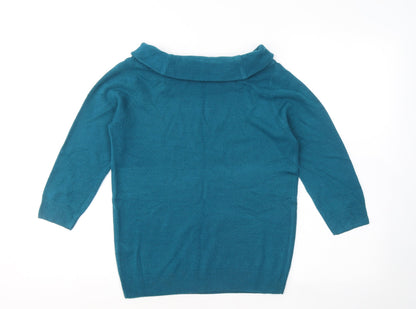 BHS Womens Blue Round Neck Acrylic Pullover Jumper Size 8