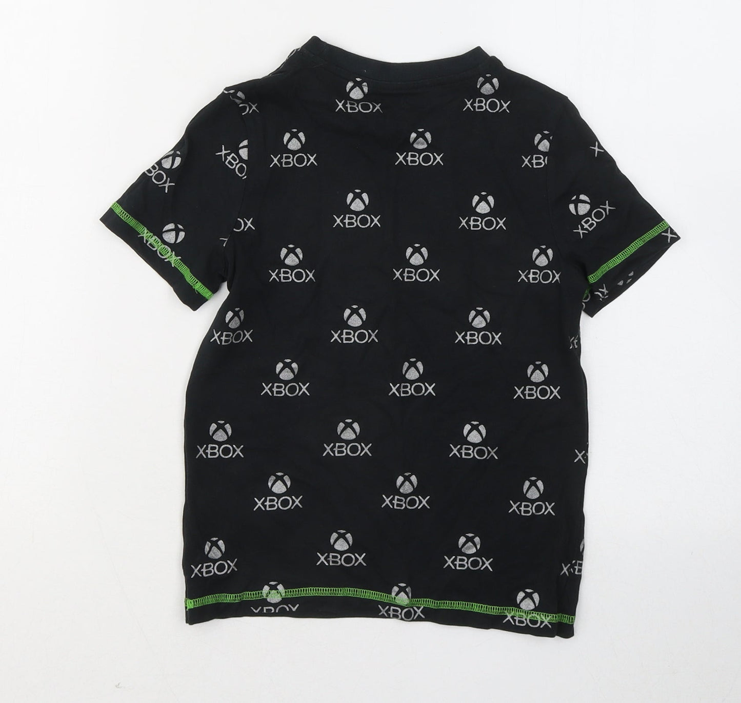 F&F Boys Black Geometric Cotton Basic T-Shirt Size 5-6 Years Round Neck - Xbox