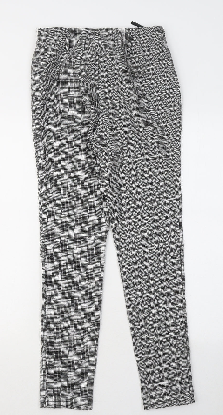 New Look Womens Grey Plaid Polyester Trousers Size 8 L28 in Regular
