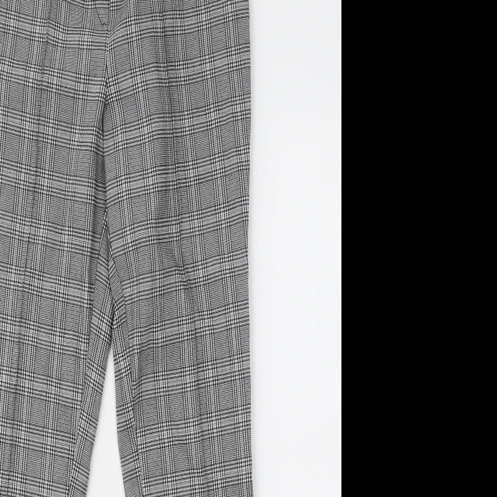 New Look Womens Grey Plaid Polyester Trousers Size 8 L28 in Regular