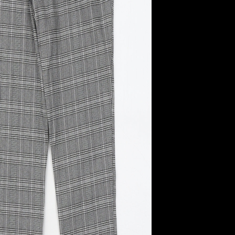 New Look Womens Grey Plaid Polyester Trousers Size 8 L28 in Regular