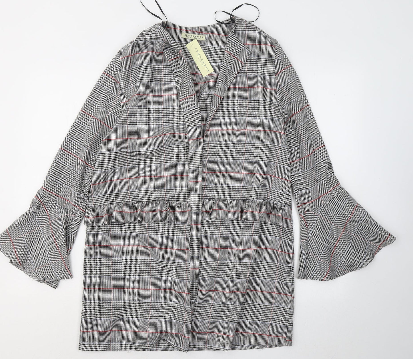Innocence Womens Grey Roll Neck Plaid Polyester Cardigan Jumper Size 10