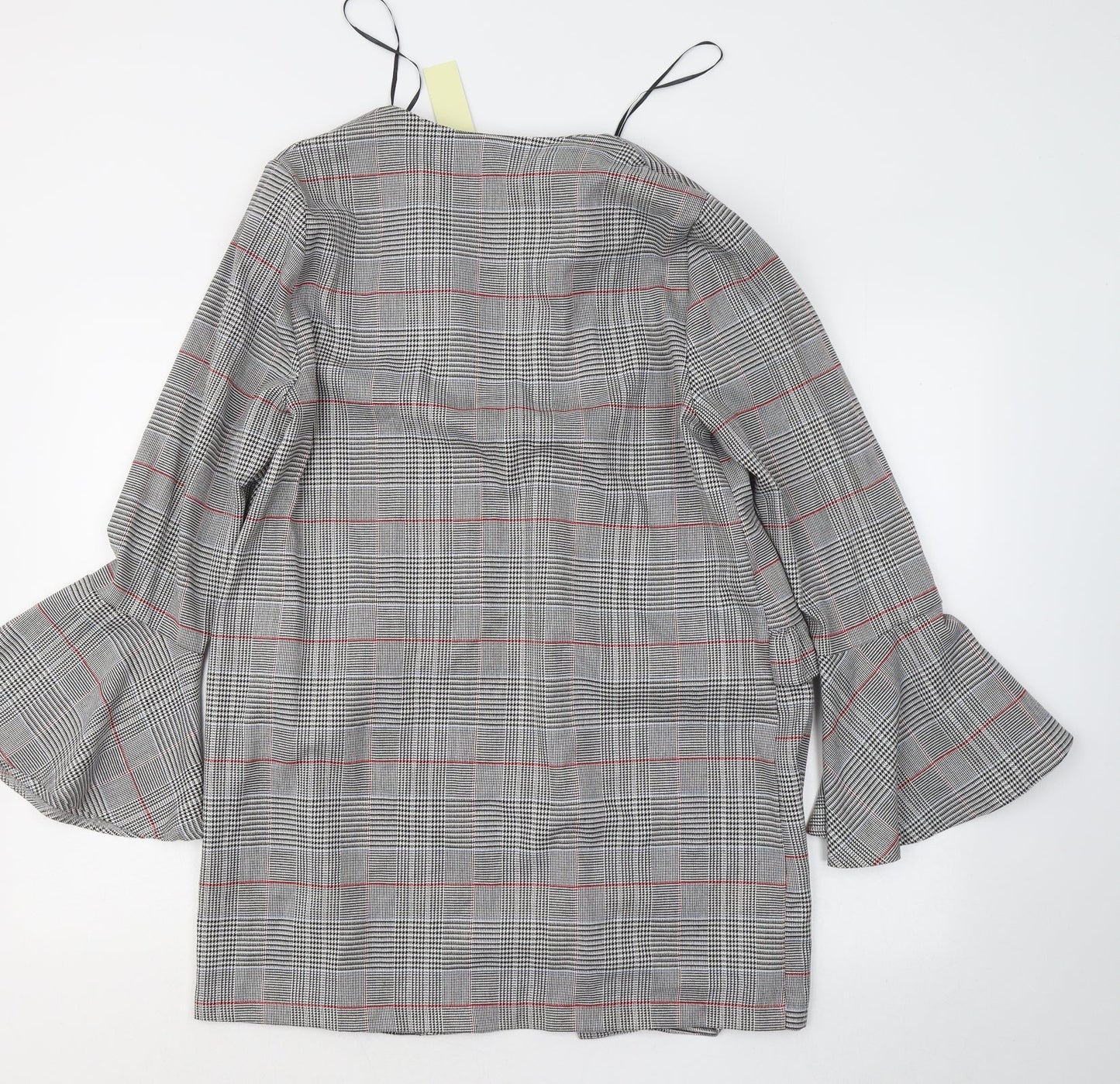 Innocence Womens Grey Roll Neck Plaid Polyester Cardigan Jumper Size 10
