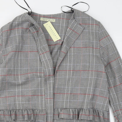 Innocence Womens Grey Roll Neck Plaid Polyester Cardigan Jumper Size 10