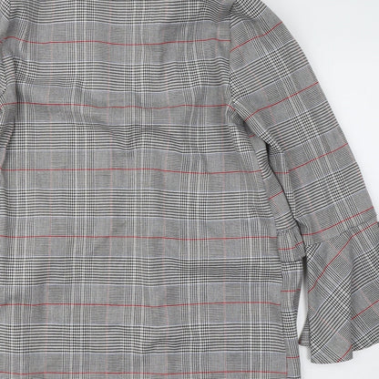 Innocence Womens Grey Roll Neck Plaid Polyester Cardigan Jumper Size 10