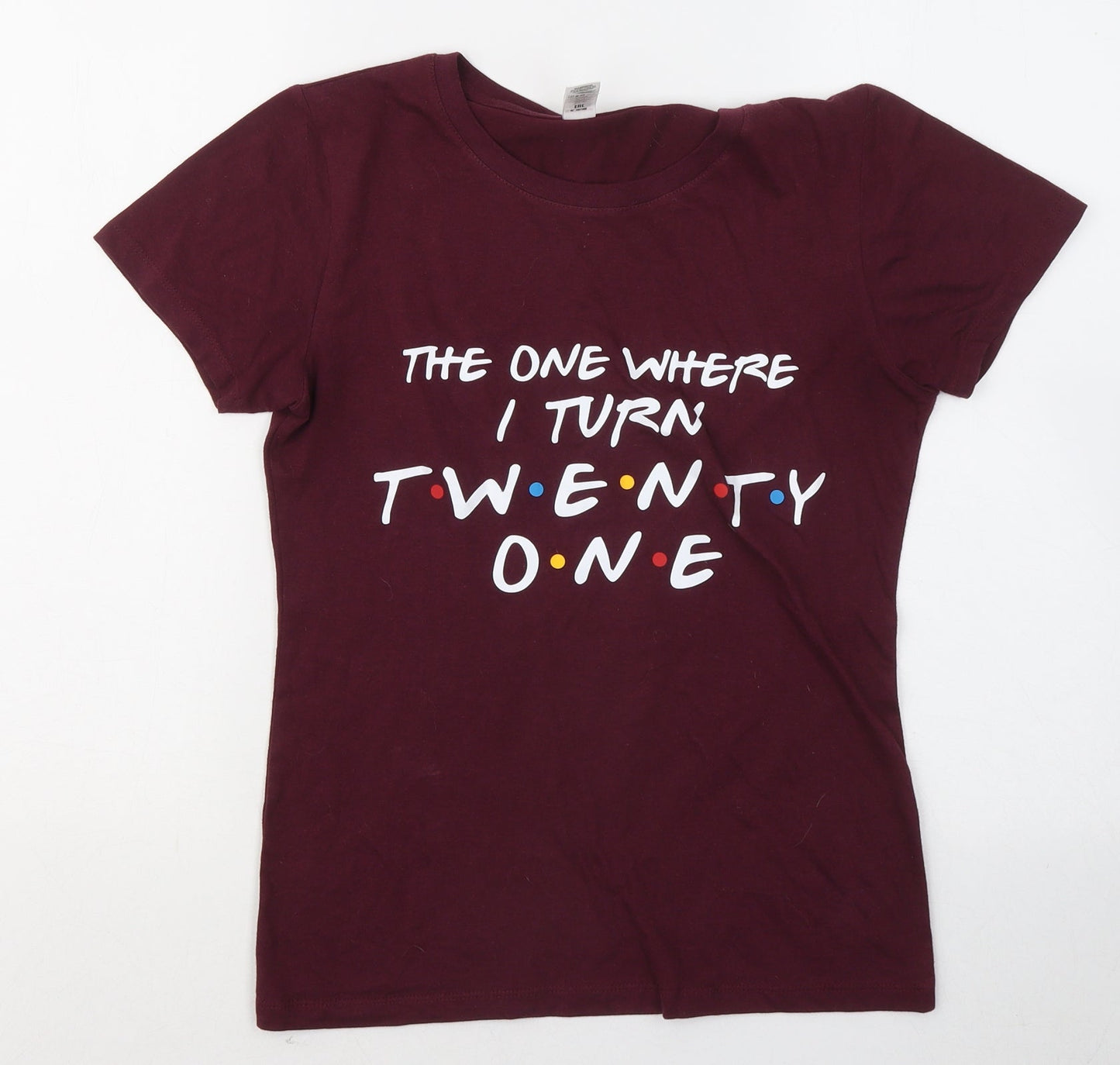 Sol's Womens Purple Cotton Basic T-Shirt Size S Round Neck - The one where I turn twenty one