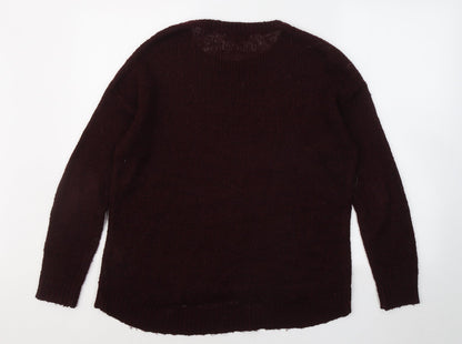 New Look Mens Red Round Neck Acrylic Pullover Jumper Size M