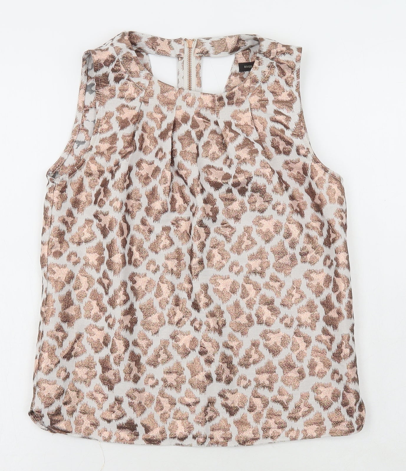 River Island Womens Multicoloured Animal Print Polyester Basic Tank Size 6 Scoop Neck
