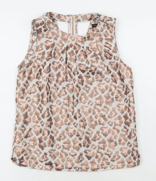 River Island Womens Multicoloured Animal Print Polyester Basic Tank Size 6 Scoop Neck