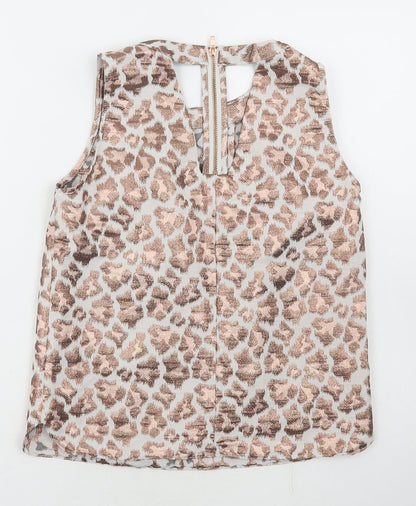 River Island Womens Multicoloured Animal Print Polyester Basic Tank Size 6 Scoop Neck
