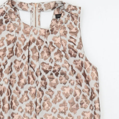 River Island Womens Multicoloured Animal Print Polyester Basic Tank Size 6 Scoop Neck